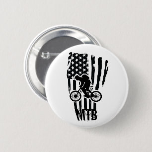 Mountainbike Amerikaanse Vlag Mtb Patriottisch Ronde Button 5,7 Cm
