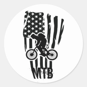Mountainbike Amerikaanse Vlag Mtb Patriottisch Ronde Sticker