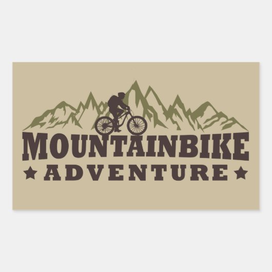 Mountainbike avontuur rechthoekige sticker (Voorkant)
