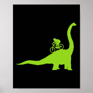 Mountainbike Dinosaurus Mtb Fietser Wielrenner  Poster