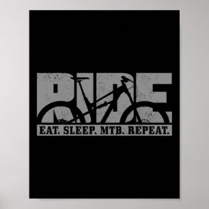 Mountainbike Eten Slapen Mtb Herhalen Downhill Fie Poster