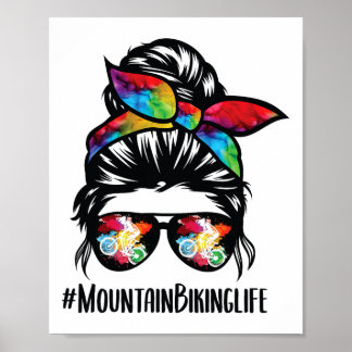 Mountainbike Moeder Wanordelijke Knot Haar Bril Poster