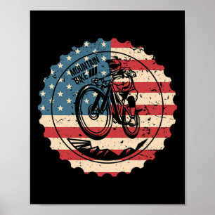 Mountainbike Mtb Us Amerikaanse Vlag Downhill Fiet Poster