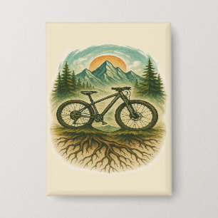 Mountainbike Natuur Avontuur Kunst Button