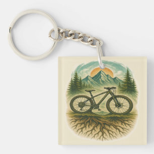 Mountainbike Natuur Avontuur Kunst Sleutelhanger