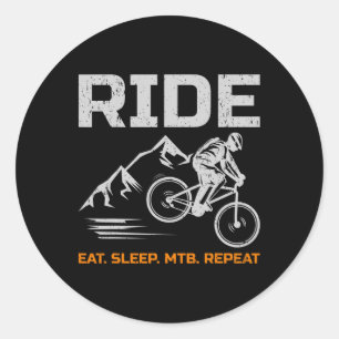 Mountainbike rijden Eten Slapen Mtb Herhalen Fiets Ronde Sticker