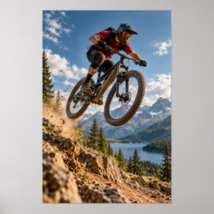 Mountainbike Sprong Muurkunst – Alpine Freeride MT Poster