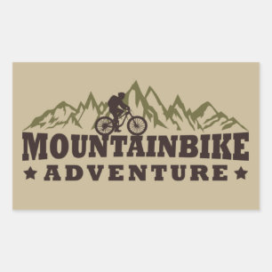 Mountainbiken avontuur rechthoekige sticker