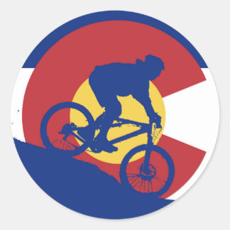 Mountainbiken Colorado vlag Ronde Sticker