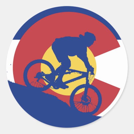 Mountainbiken Colorado vlag Ronde Sticker (Voorkant)