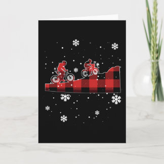 Mountainbiken Geruite Kerst Kaart