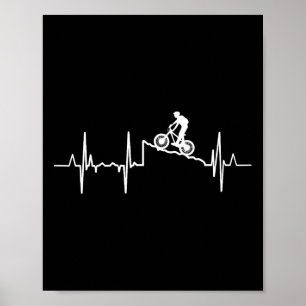 Mountainbiken Hartslag Mountainbiker Hartlijn Poster