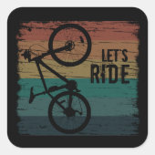 Mountainbiken  vierkante sticker (Voorkant)