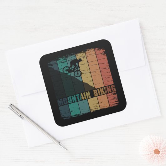 Mountainbiken  vierkante sticker (Envelop)