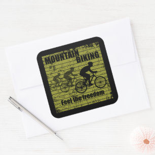 Mountainbiken  vierkante sticker