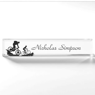 Mountainbikesport Logo Aangepaste Naam Kunst Naambordje
