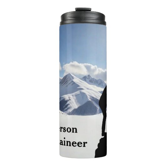 Mountaineering with Climber Silhouette personalize Thermosbeker (Voorkant)