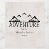 Mountains Adventure begint met het huwelijksmonogr Wijn Etiket (Enkel label)