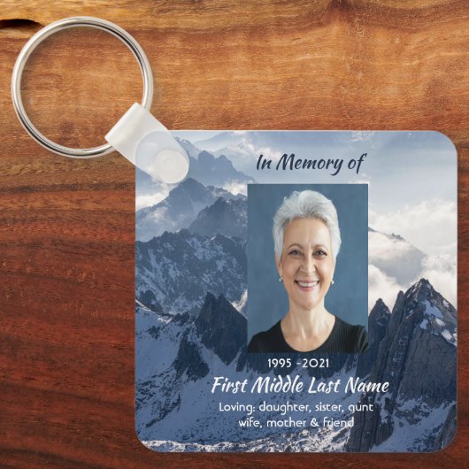 Mountains Alpine Memorial Keepsake Sleutelhanger (Voorkant)