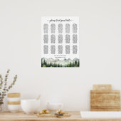 Mountains and Pines 15 Tables Wedding Seating Poster (Keuken)