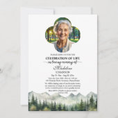 Mountains and Trees Celebration Of Life Funeral Kaart (Voorkant)