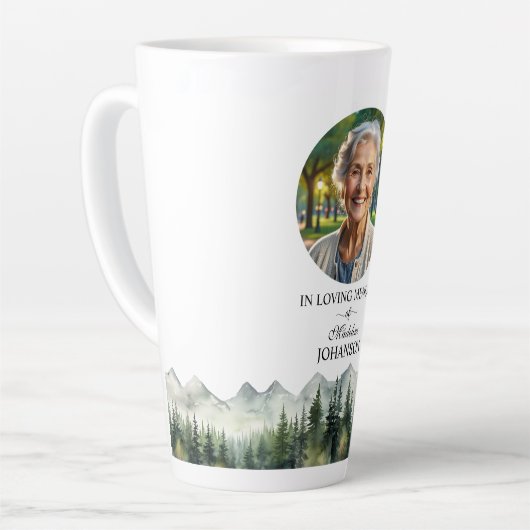 Mountains and Trees Celebration Of Life Keepsake Latte Mok (Linkerhoek)