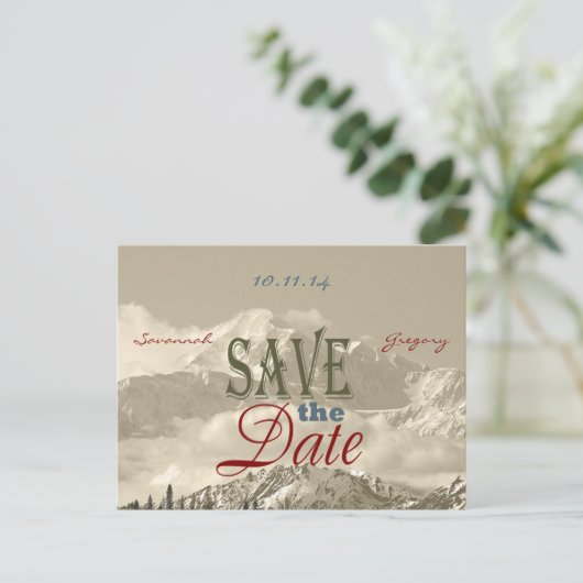  Mountains: Bewaar de datum Personaliseer Aankondigingskaart (Staand voorkant)