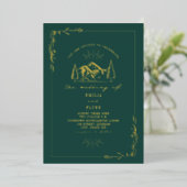 Mountains Emerald Wedding Folie Uitnodiging (Staand Voorkant)