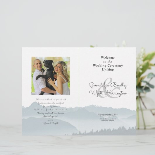 Mountains Folded Wedding Photo Program Sjabloon (Staand voorkant)
