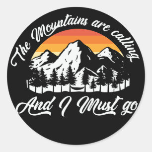 Mountains Hiking Adventure Ronde Sticker