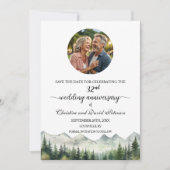 Mountains Pines 32nd Wedding Anniversary Photo Save The Date (Voorkant)