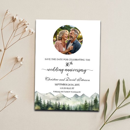Mountains Pines 36th Wedding Anniversary Photo Save The Date