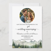 Mountains Pines 3rd Wedding Anniversary Photo Save The Date (Voorkant)