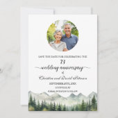Mountains Pines 73 Wedding Anniversary Photo Save The Date (Voorkant)