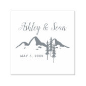 Mountains Rustic Wedding Monogram Zelfinktende Stempel (Design)