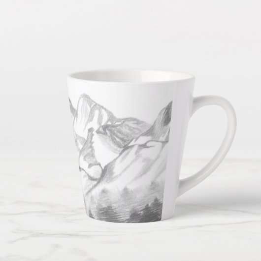 Mountains Sketched in Pencil on Latte Mug (Droite)