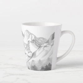 Mountains Sketched in Pencil on Latte Mug Mok