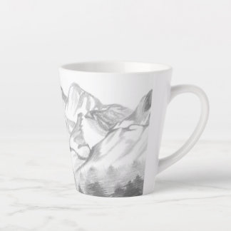 Mountains Sketched in Pencil on Latte Mug Mok