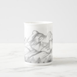 Mountains Sketched in Pencil on Latte Mug Porselein Kop