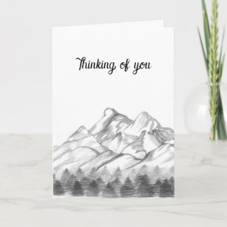 Mountains Sketched in Pencil on Note Card Kaart