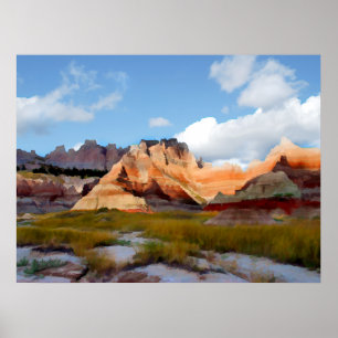 Mountains & Sky in Badlands N.P. — Realisme Poster