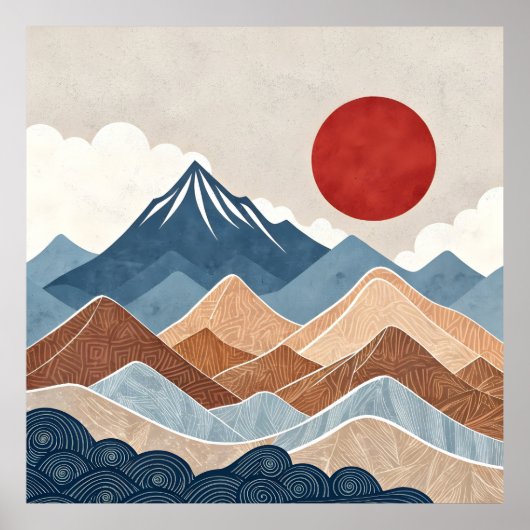 Mountains Sunset Beauty Poster (Voorkant)