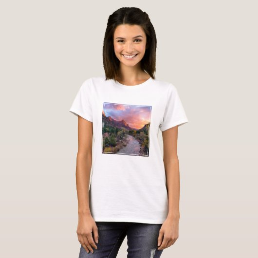 Mountains | The Watchman Zion Nathional Park Utah T-shirt (Voorkant volledig)