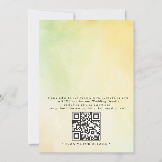 Mountains Wildflowers Rustic QR Code Wedding Kaart (Achterkant)