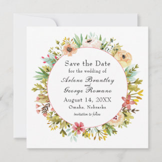 Mountainside Wildflower Waterverf Bruiloft Save The Date