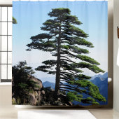 Mountainside Wildlife Adventure Pine Tree Douchegordijn