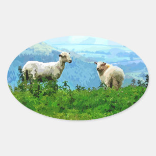 MOUNTAIRE SCHAPEN OVALE STICKER