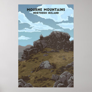 Mourne Mountains Noord-Ierland Reisposter Poster