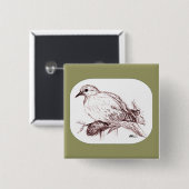 Mourning Dove Baby Vierkante Button 5,1 Cm (Voorkant /achterkant)