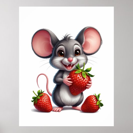 Mouse and strawberry poster (Voorkant)